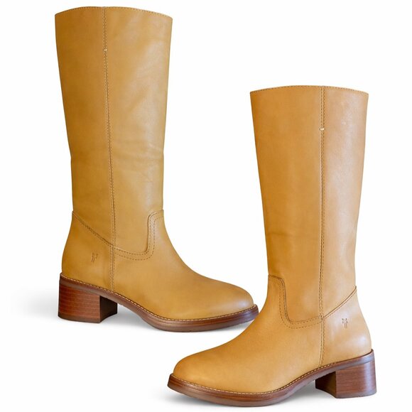 Frye Camryn Tall Pull On Boots Size 8 Banana Yellow Leather NWT - Picture 3 of 8